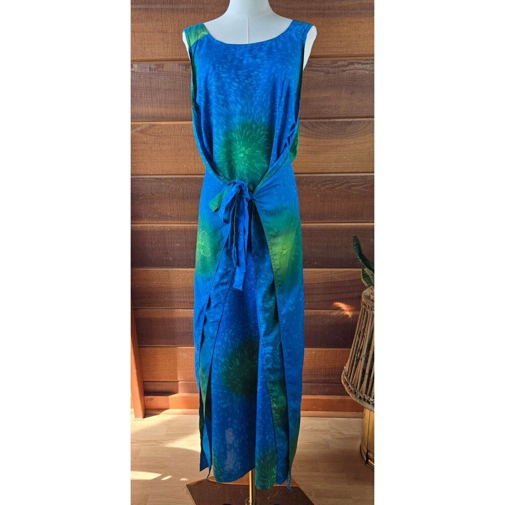 Indian Tropical Vintage Beach Wrap Maxi Dress Free Size Boho Hawaiian Vacation